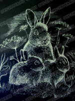 Гравюра кролики (14,9х21см) | ОВС Швейная фурнитура