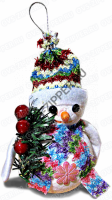 Снеговик маленький с елкой №2 | ОВС Швейная фурнитура