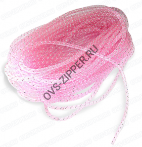 Шнур-сетка органза 8мм (розовая с серебром) | ОВС Швейная фурнитура