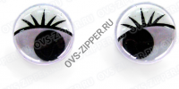 Глаза клеевые круглые бегающие с ресниц.12мм ( белые 12 мм) | ОВС Швейная фурнитура