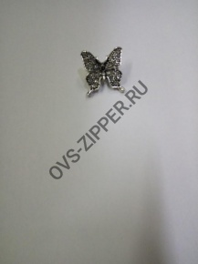 Брошь бабочка (сер+прозрач) | ОВС Швейная фурнитура
