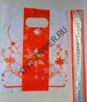 Пакет упаковочный(подарочный) средний(бело-оранжевый) | ОВС Швейная фурнитура