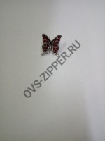 Брошь бабочка (сер+крас) | ОВС Швейная фурнитура