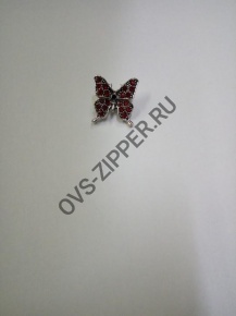 Брошь бабочка (сер+крас) | ОВС Швейная фурнитура