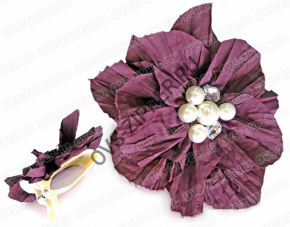 Зажим-прихват `цветок с жемчугом` (фиолетовый) | ОВС Швейная фурнитура