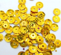 Пайетки-пришивные голография 6 мм (золото) | ОВС Швейная фурнитура