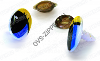 Глаза винтовые овальные с ресницами (22 мм)(желто-синие) | ОВС Швейная фурнитура