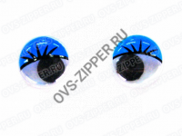 Глаза клеевые круглые бегающие с ресниц. ( синие 15 мм) | ОВС Швейная фурнитура
