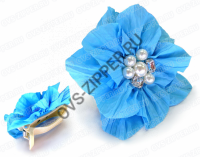 Зажим-прихват `цветок с жемчугом` (голубой) | ОВС Швейная фурнитура