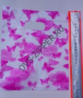 Пакет упаковочный(подарочный) средний(бело-розовый)(бабочки) | ОВС Швейная фурнитура