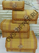 Шкатулка из соломки `матрешка 4в1` №2 | ОВС Швейная фурнитура